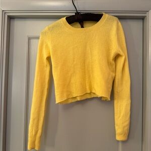 Yellow Cropped Cashmere Sweater